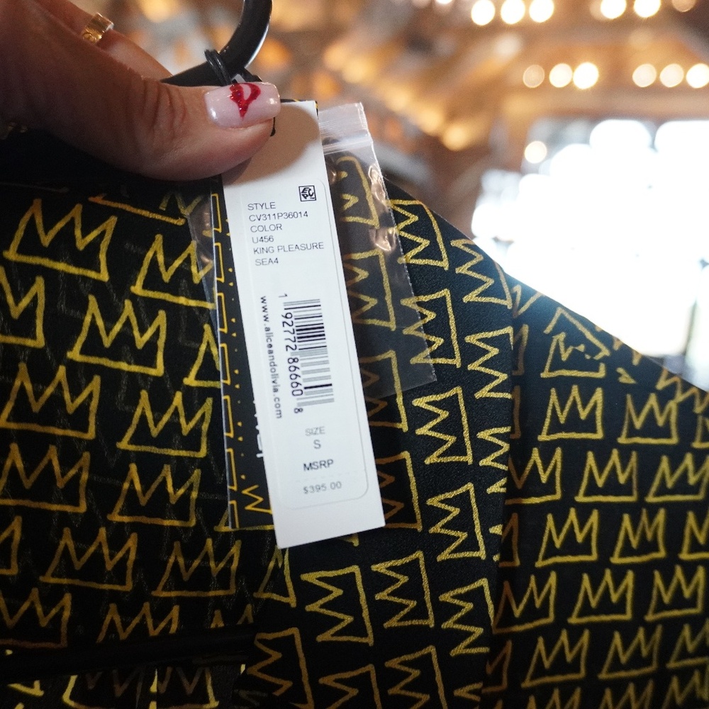 Alice + Olivia Small Silk Blouse - Black and Gold - Picture 3 of 3